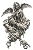death dying tears angel handcuffs tattoo design idea