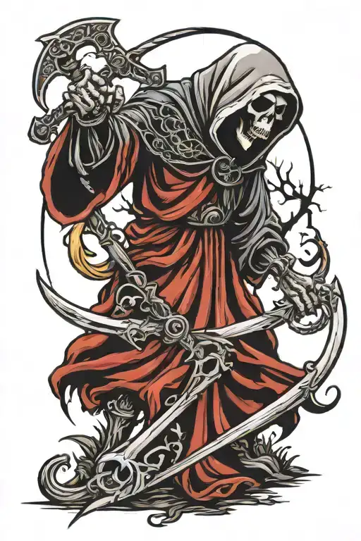 grimreaper holding scythe  tattoo design idea