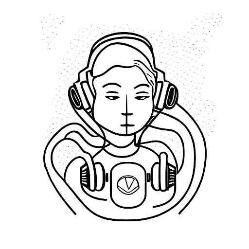 headphones and bicycle tattoo design idea