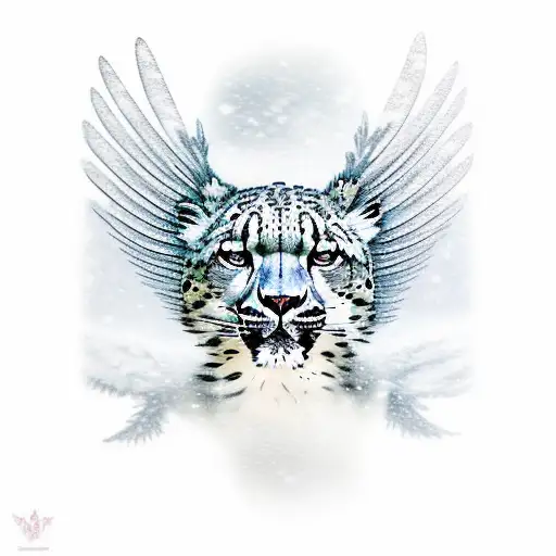 snow leopard with big wings from an eagle tattoo design idea