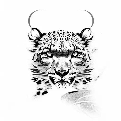 snow leopard with eagle wings tattoo design idea