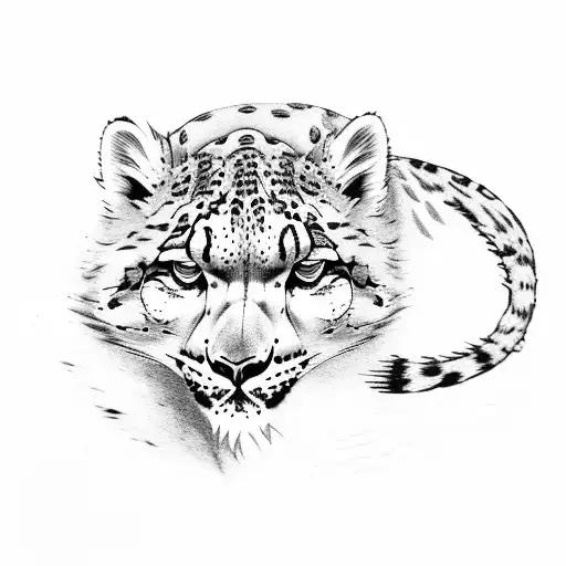 snow leopard with eagle wings tattoo design idea