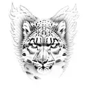 snow leopard with eagle wings tattoo design idea
