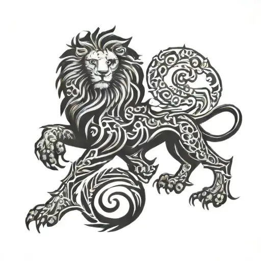czech bird lion sign tattoo design idea