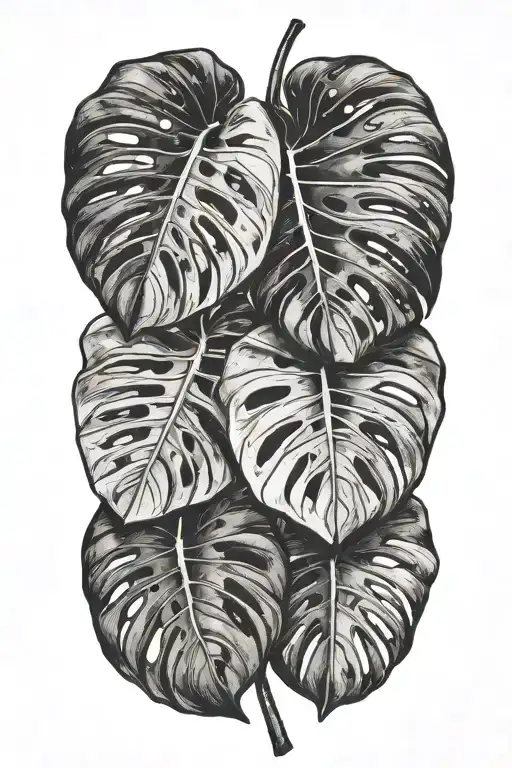 monstera plant tattoo design idea