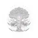 alex gray art tree in space tattoo design idea