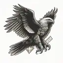A dotwork tattoo of a soaring eagle carrying a first aid kit in its talons, symbolizing your dedication to both your EMT work and love for nature tattoo design idea