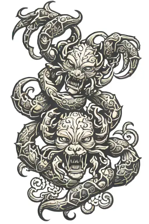 Cancer crab and the Leo lion in an intertwined design  with a heart or infinity symbol to represent eternal love tattoo design idea