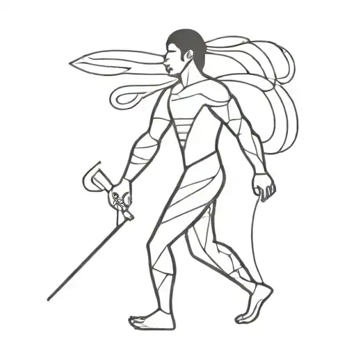 maya man walking tattoo design idea