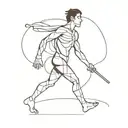 maya man walking tattoo design idea