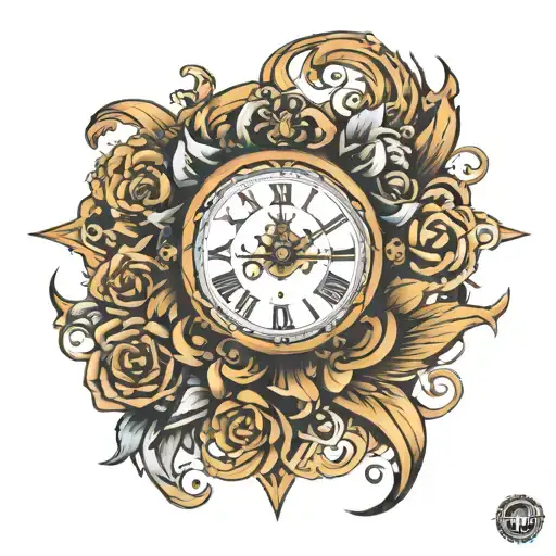 seven minutes with clock face tattoo design idea