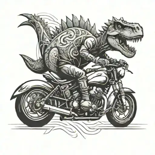 dino riding a motorcycle tattoo design idea