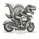 dino riding a motorcycle tattoo design idea