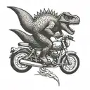 dino riding a motorcycle tattoo design idea