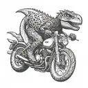 dino riding a motorcycle tattoo design idea