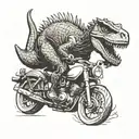 dino riding a motorcycle tattoo design idea