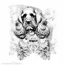 Cocker spaniel smoking joint tattoo design idea