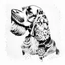 Cocker spaniel smoking joint tattoo design idea