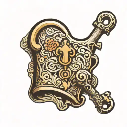 lock and key with intricate tattoo design idea