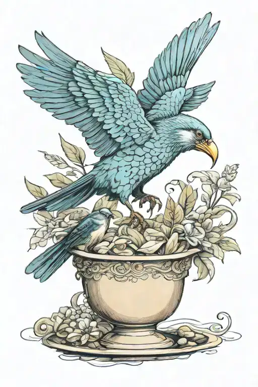 The bird of hermes is my name eating my wings to keep me tame tattoo design idea