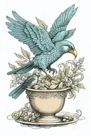 The bird of hermes is my name eating my wings to keep me tame tattoo design idea
