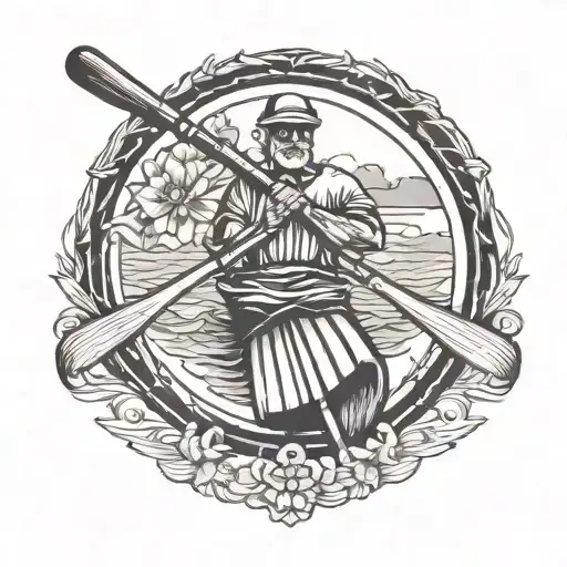 rowing oar tattoo design idea