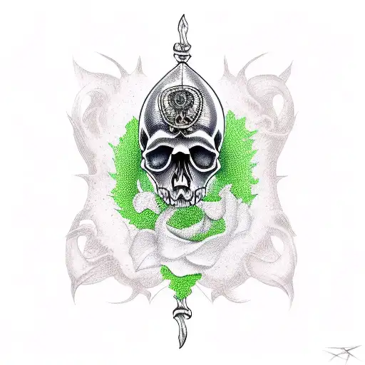 skull and dagger tattoo design idea