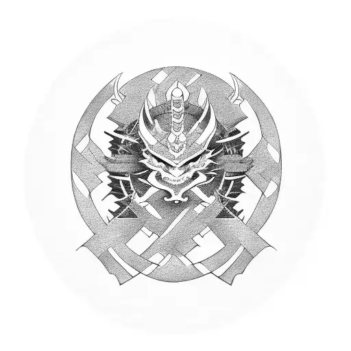 Samurai fighting dragon tattoo design idea
