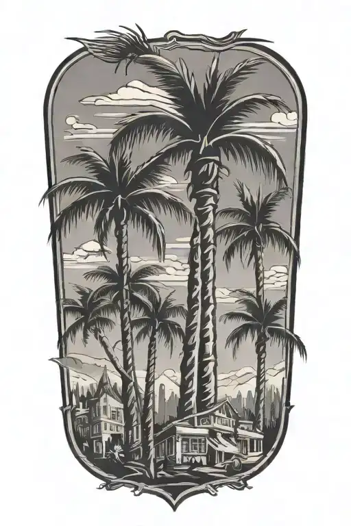 Plastic palm trees from Hamburg Reeperbahn tattoo design idea
