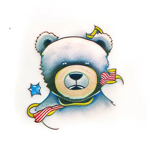 teddy bear tattoo in american traditional style tattoo design idea
