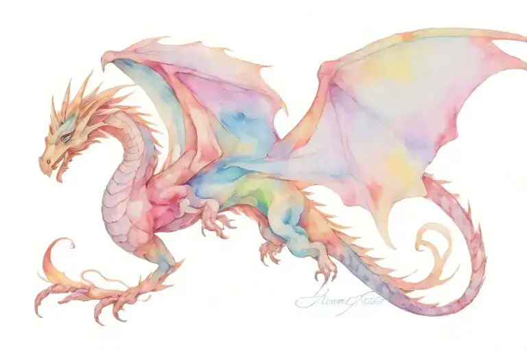 winged dragon flying abstract representation tattoo design idea