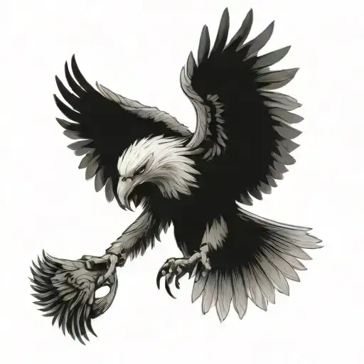 eagle fighting a wolf tattoo design idea