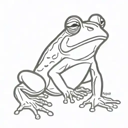 clumsy frog smoking tattoo design idea