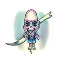 Cute Grim Reaper holding a pink slip  tattoo design idea