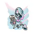 Cute Grim Reaper holding a pink slip  tattoo design idea