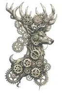 Deer made of Steampunk Gears tattoo design idea