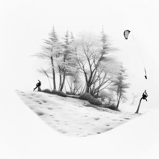 Paraglider exploring snowy landscapes tattoo design idea