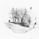 Paraglider exploring snowy landscapes tattoo design idea
