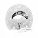 Paraglider exploring snowy landscapes tattoo design idea