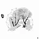 Paraglider exploring snowy landscapes tattoo design idea