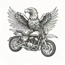 A fiery eagle soaring on a motorcycle tattoo design idea