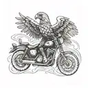 A fiery eagle soaring on a motorcycle tattoo design idea