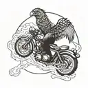 A fiery eagle soaring on a motorcycle tattoo design idea