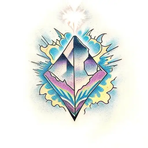 A stunning tattoo of a crystal formation erupting from the skin tattoo design idea