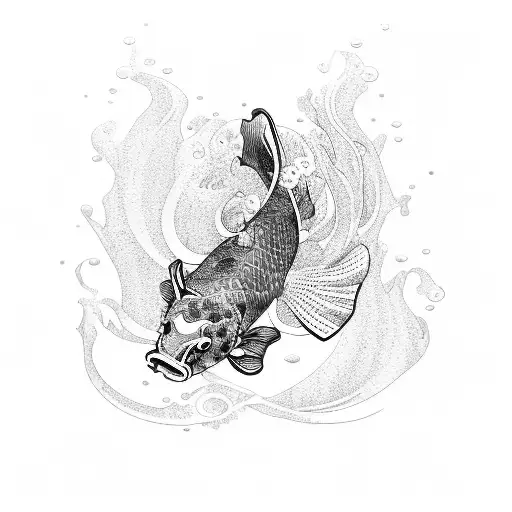 full sleve with a koi fish in wather with a pattern design, and a samurai in the shoulder area  tattoo design idea