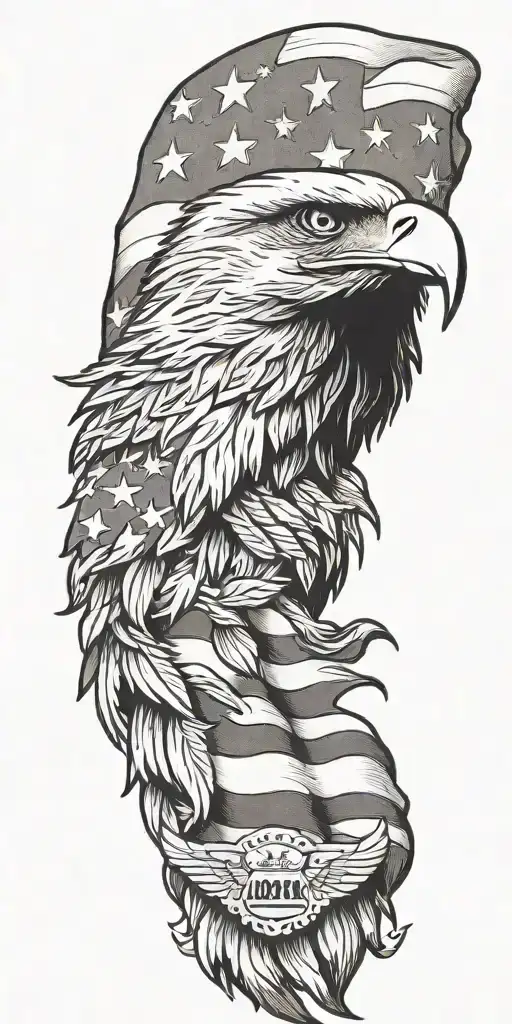 american flag with eagle tattoo design idea