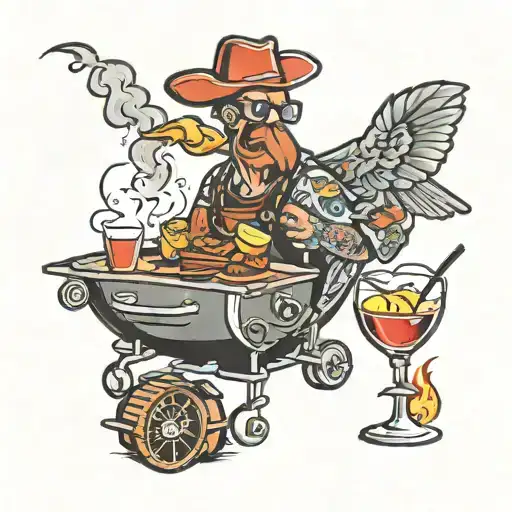 bbq smoker and cocktail   tattoo design idea