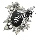olive and bees  tattoo design idea