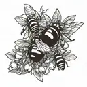 olive and bees  tattoo design idea
