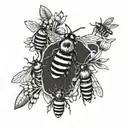 olive and bees  tattoo design idea